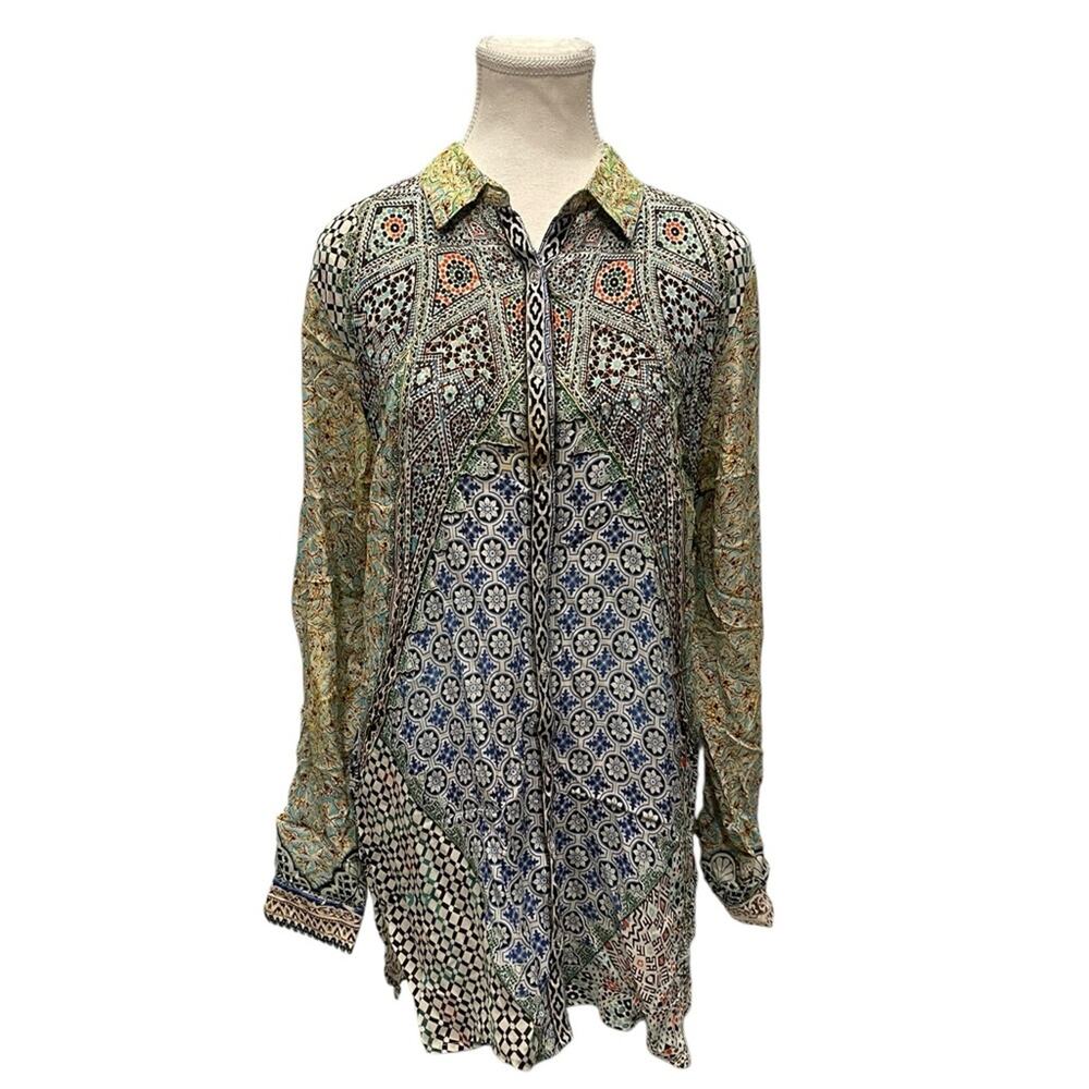 Vintage Pat dahnke Woman long sleeve Silk shirt Size: L